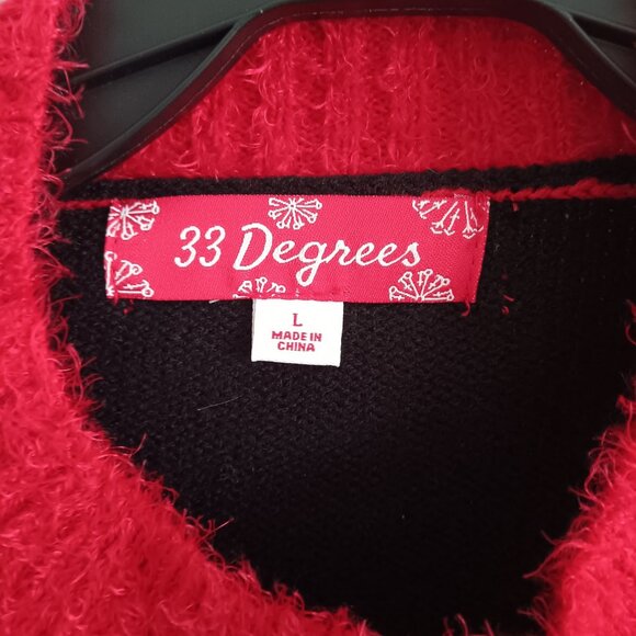 33 Degrees Jolly Christmas Sweater mock Neck Kangaroo , Black Sz L a466903 - Picture 2 of 4